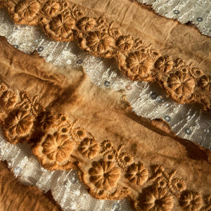 9134 Handmade tea-dyed lace junk journal vintage old handbook material fabric accessories - Paper Whimsy Studio