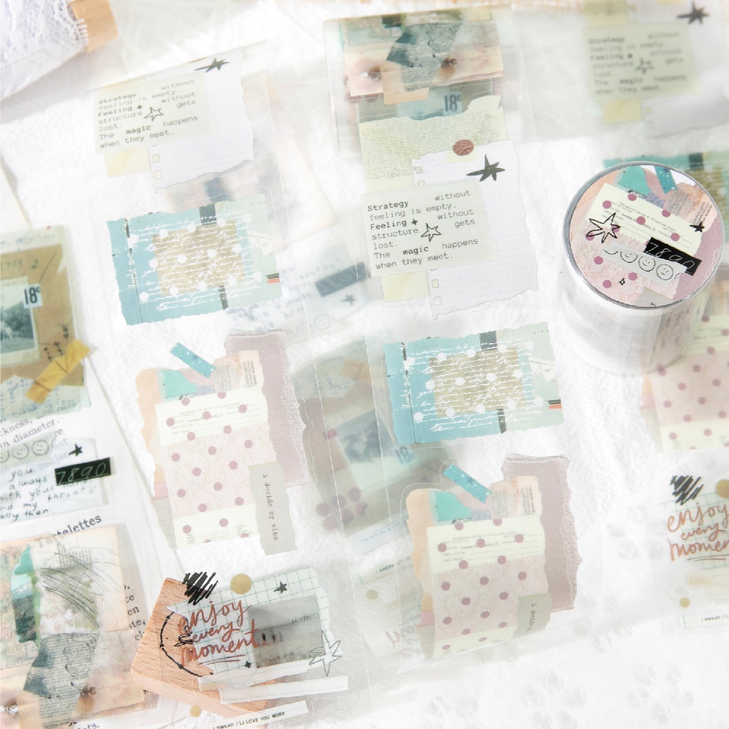 [2601-204] Free Wild PET Tape Collage Stickers 6 Styles