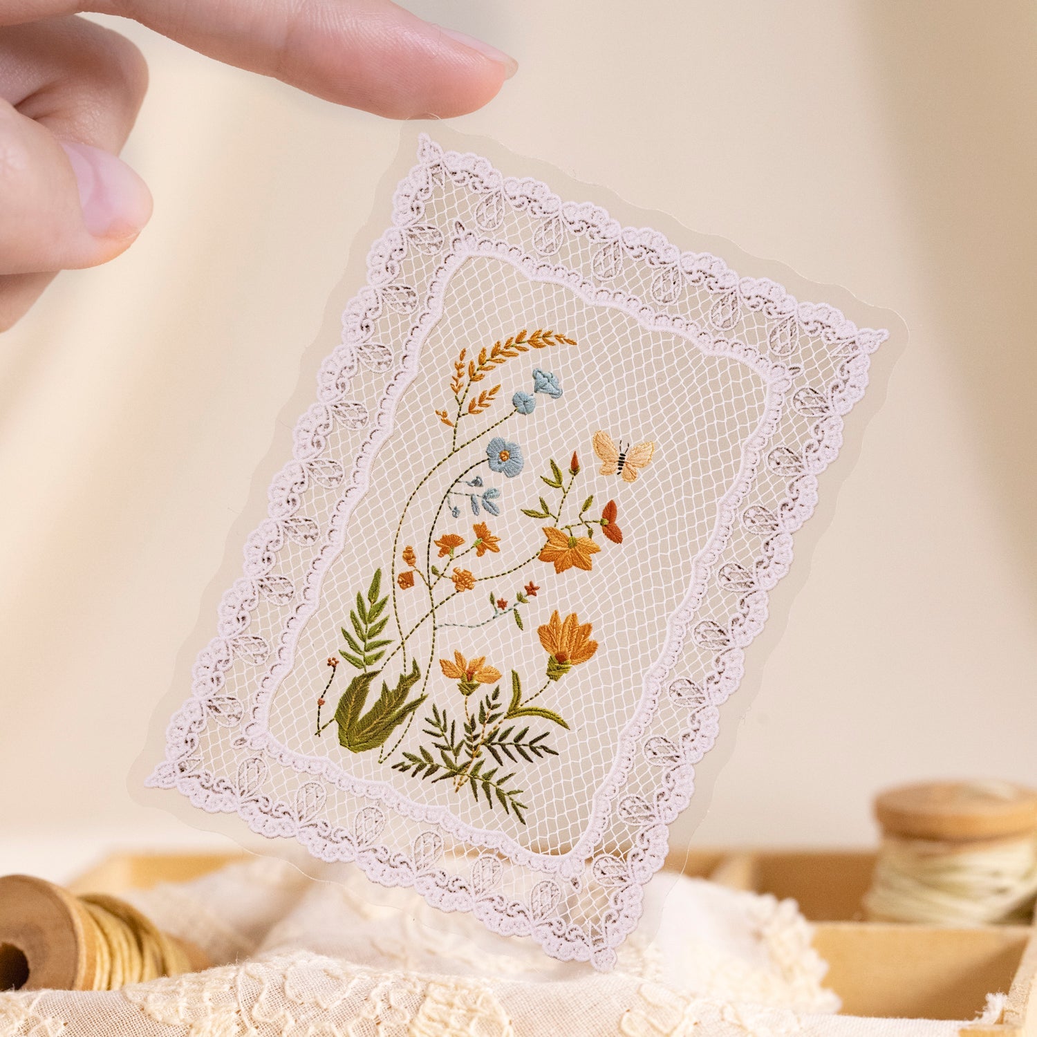 [2603-120] Lace Mesh PET Sticker Pack 4 Styles
