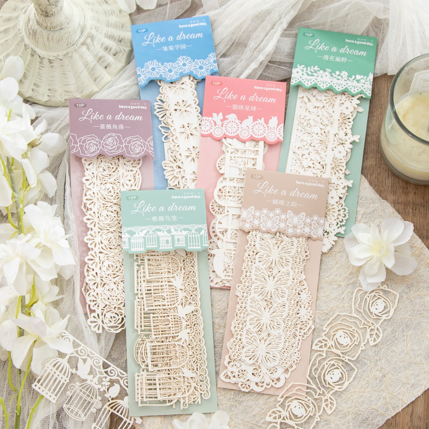 [2603-124] Lace Frame Decorative Stickers 6 Styles