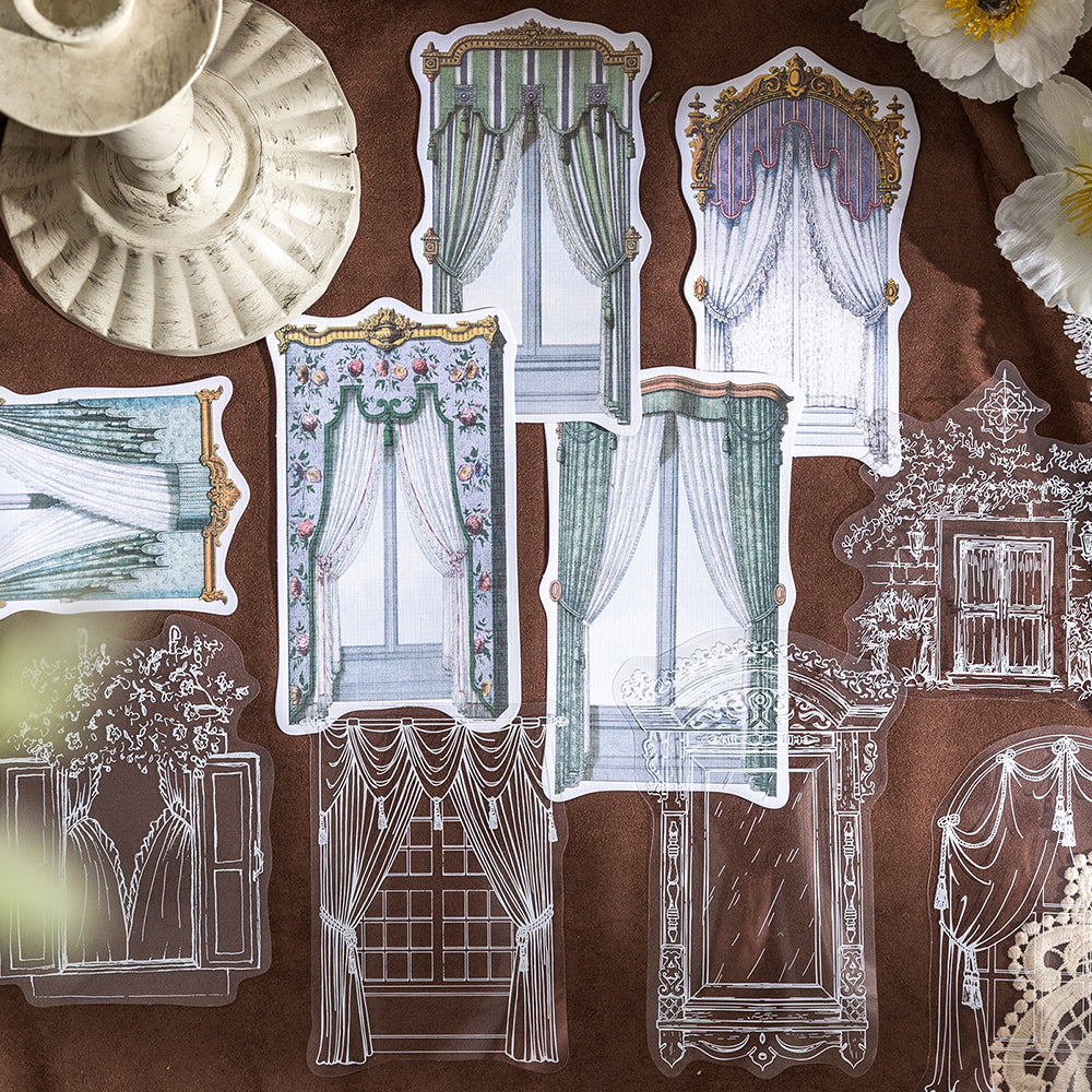 [2603-064] Vintage Window PET Collage Card Stickers 6 Styles