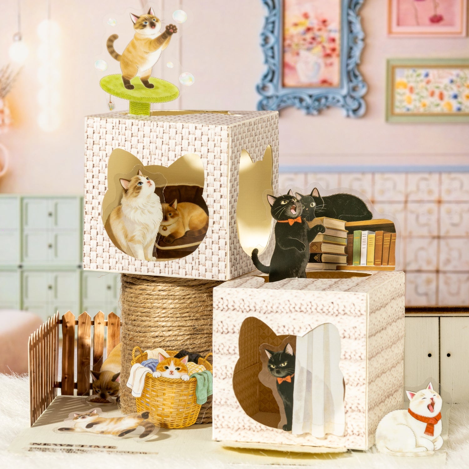 [2601-230] Cute Cat Adventure Series PET Sticker Pack Journal Decoration Materials 4 Styles