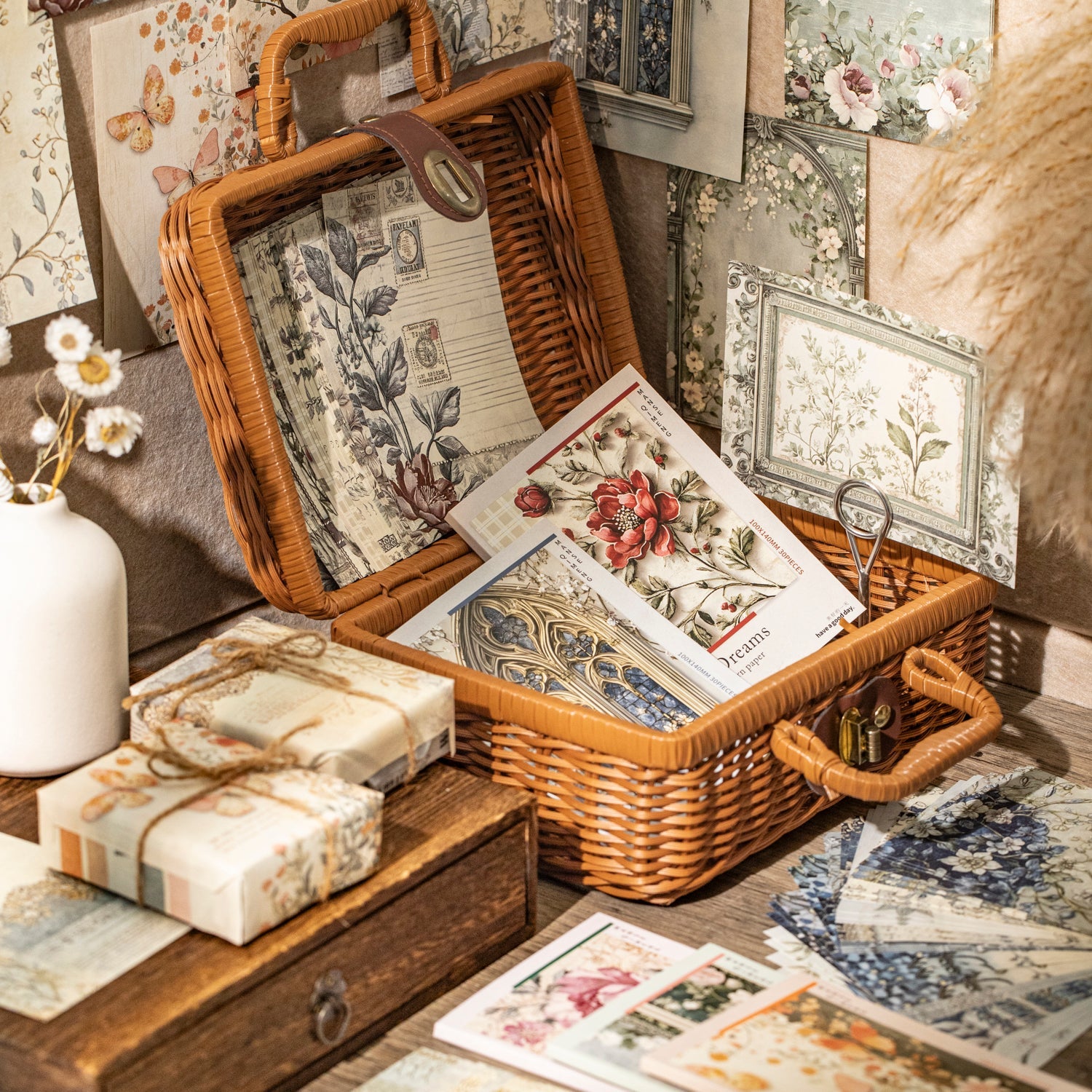 [2603-044] Floral Background Ephemera Book 6 Styles