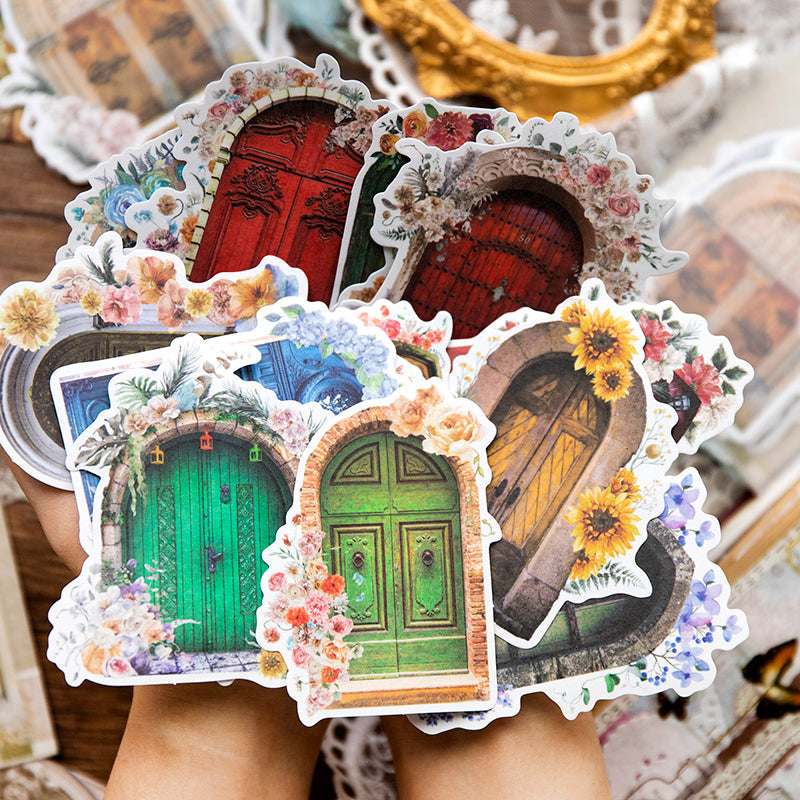 [2601-128] Enchanted Garden Sticker Set – Vintage Floral Journal Collage (4 Designs)