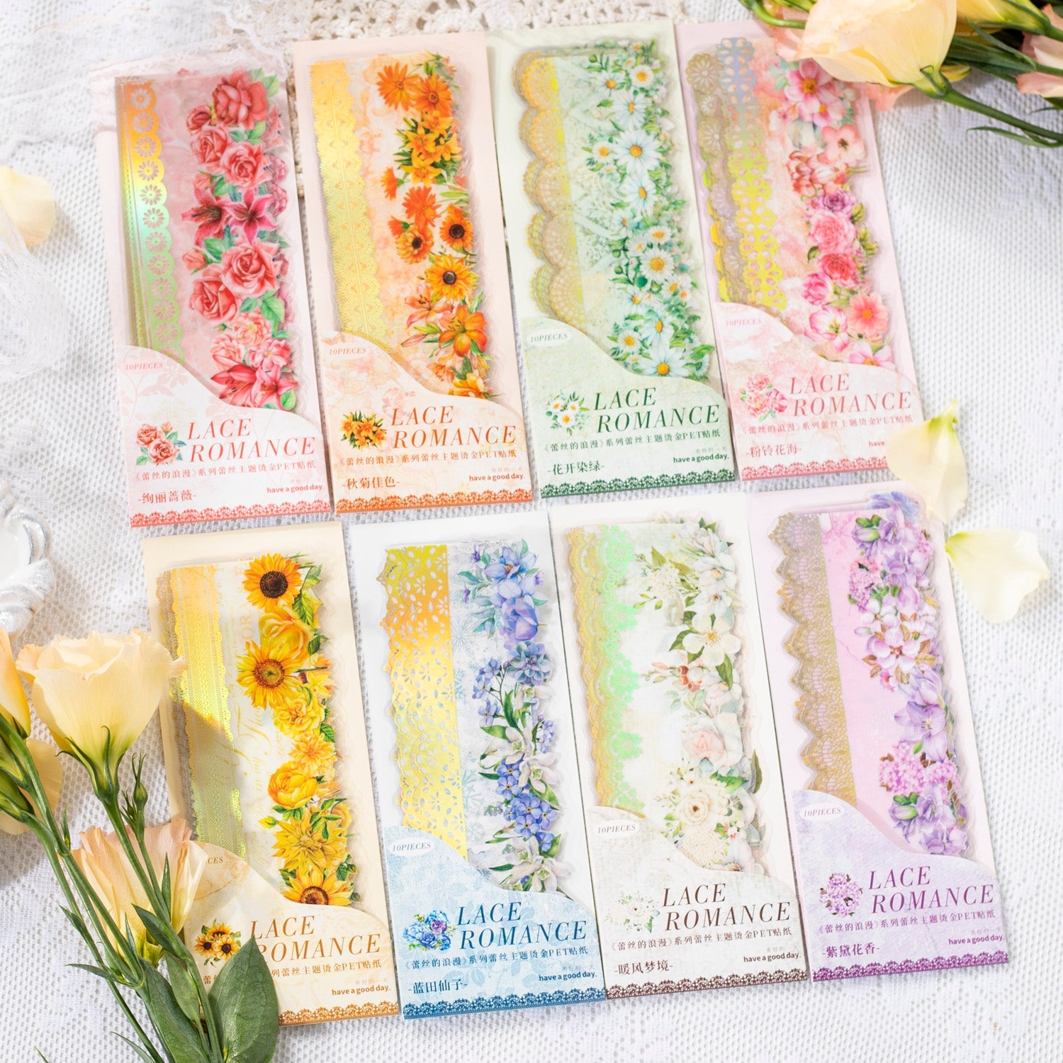 [2603-136] Romantic Lace PET Stickers 8 Styles
