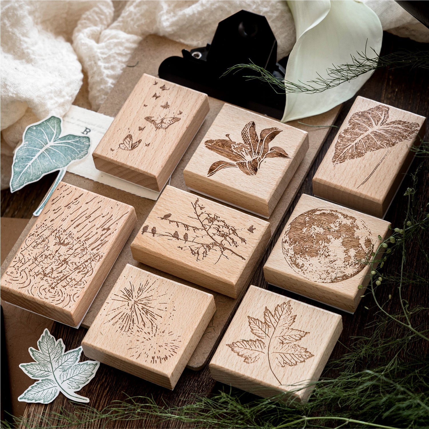 [2601-199] Moc Card Silent Mystery Wooden Stamps