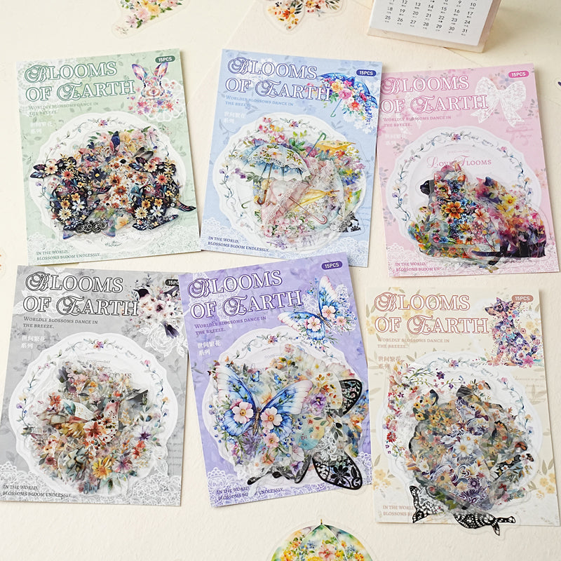[2603-016] Floral PET Decorative Stickers 6 Styles