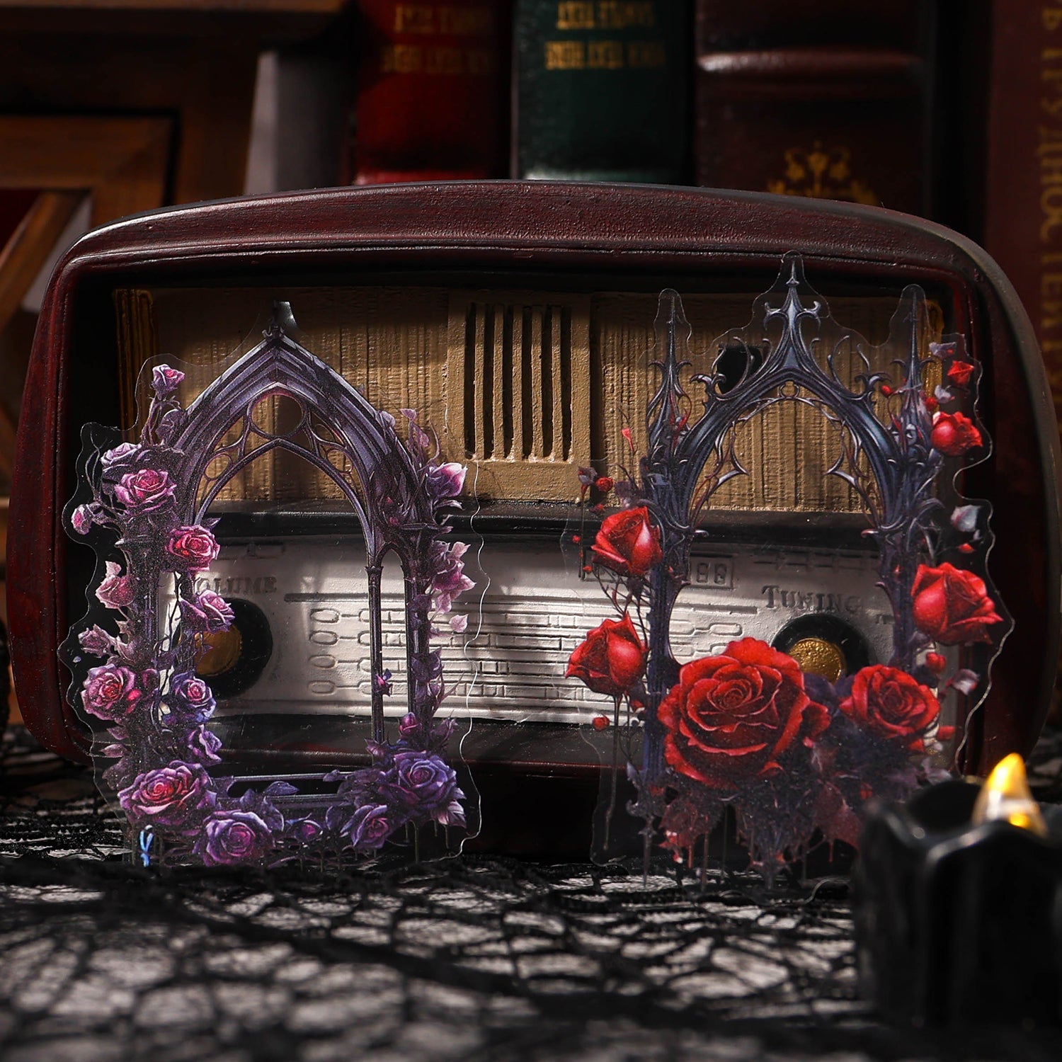 [2603-078] Gothic Window Frame PET Stickers 4 Styles