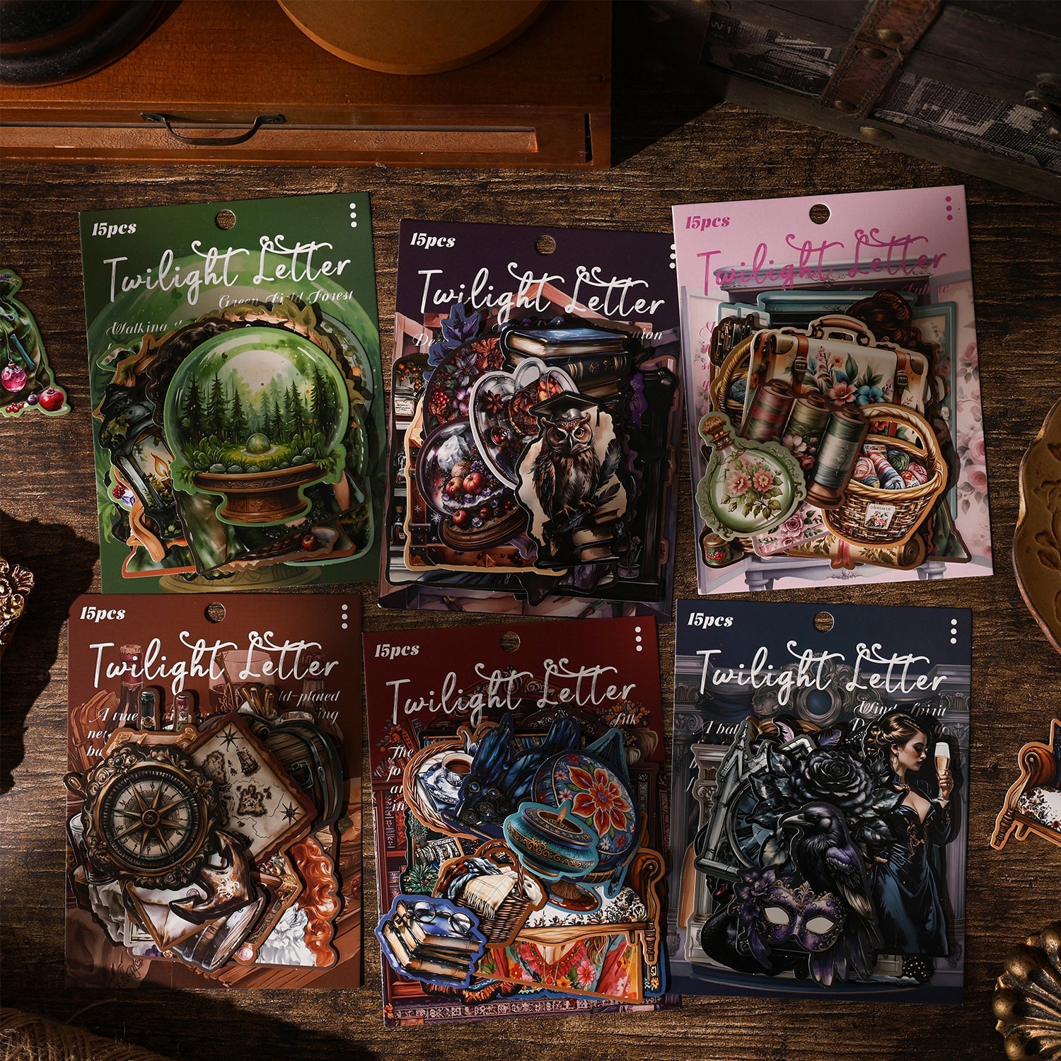 [2601-176] Twilight Letter – Gothic Vintage Character Sticker Set (6 Designs)