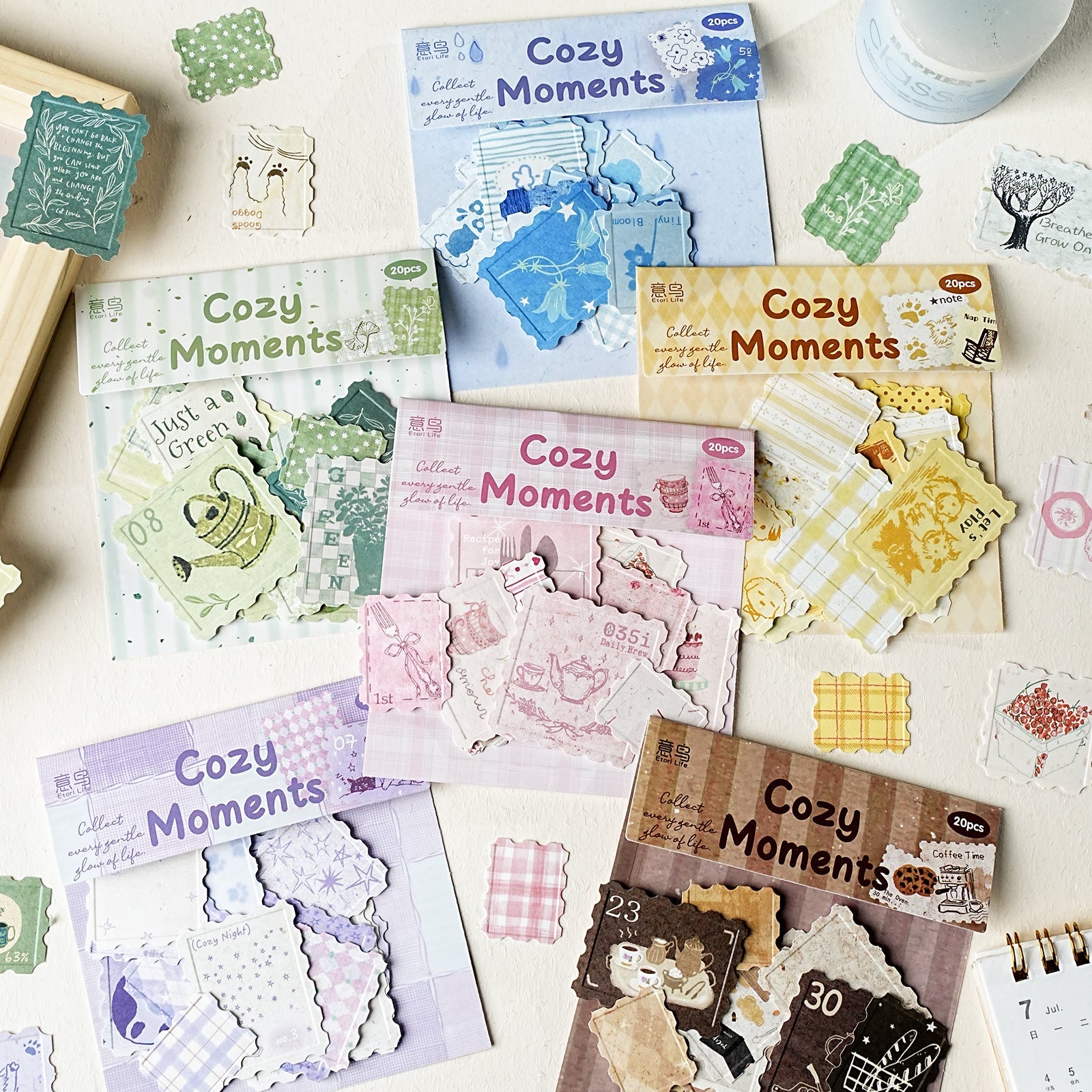 [2603-011] White Kraft Embossed Stamp Stickers 6 Styles