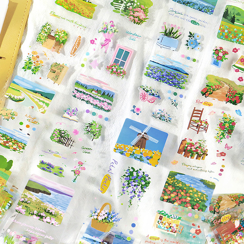 [2603-040] Floral Die Cut PET Tape 4 Styles