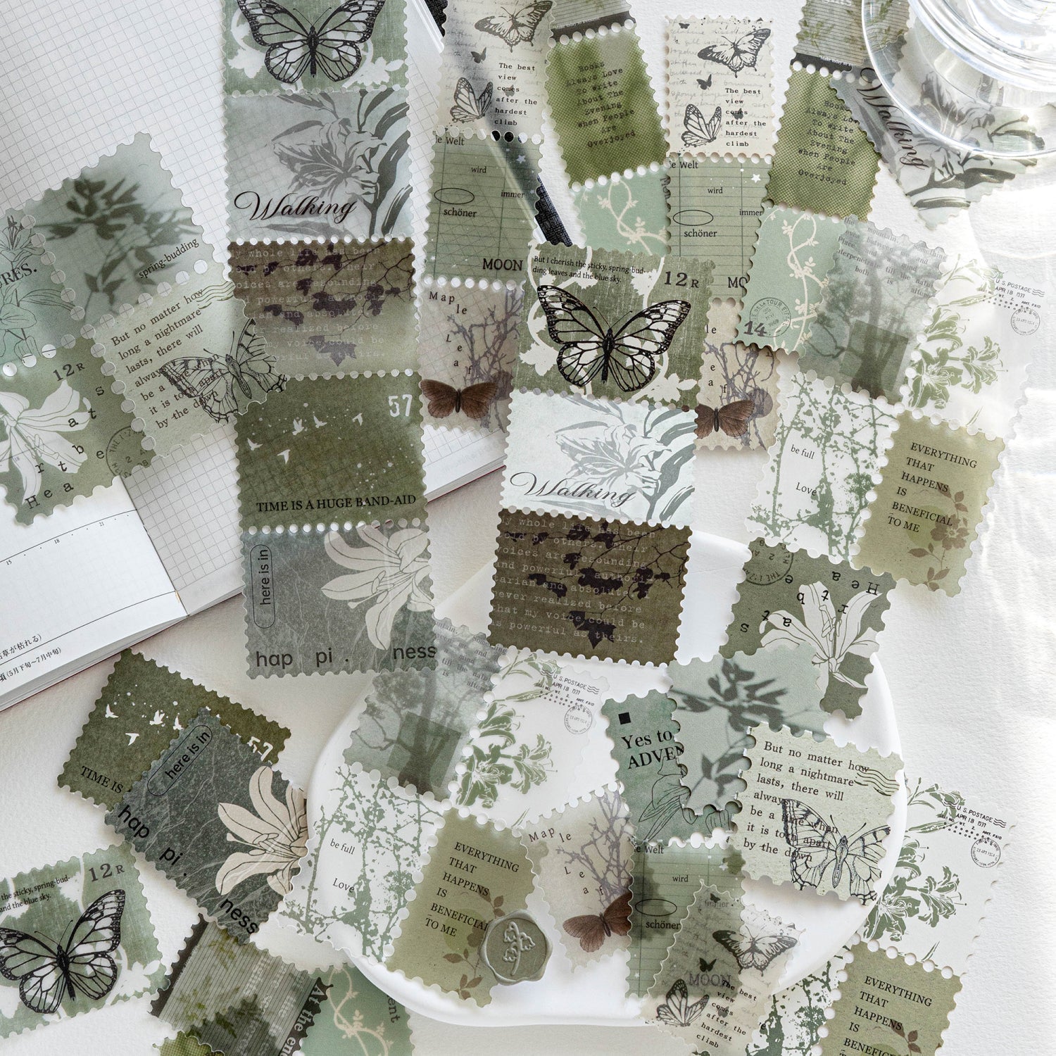 [2602-005] Vintage Stamp Style Journal Stickers 4 Styles