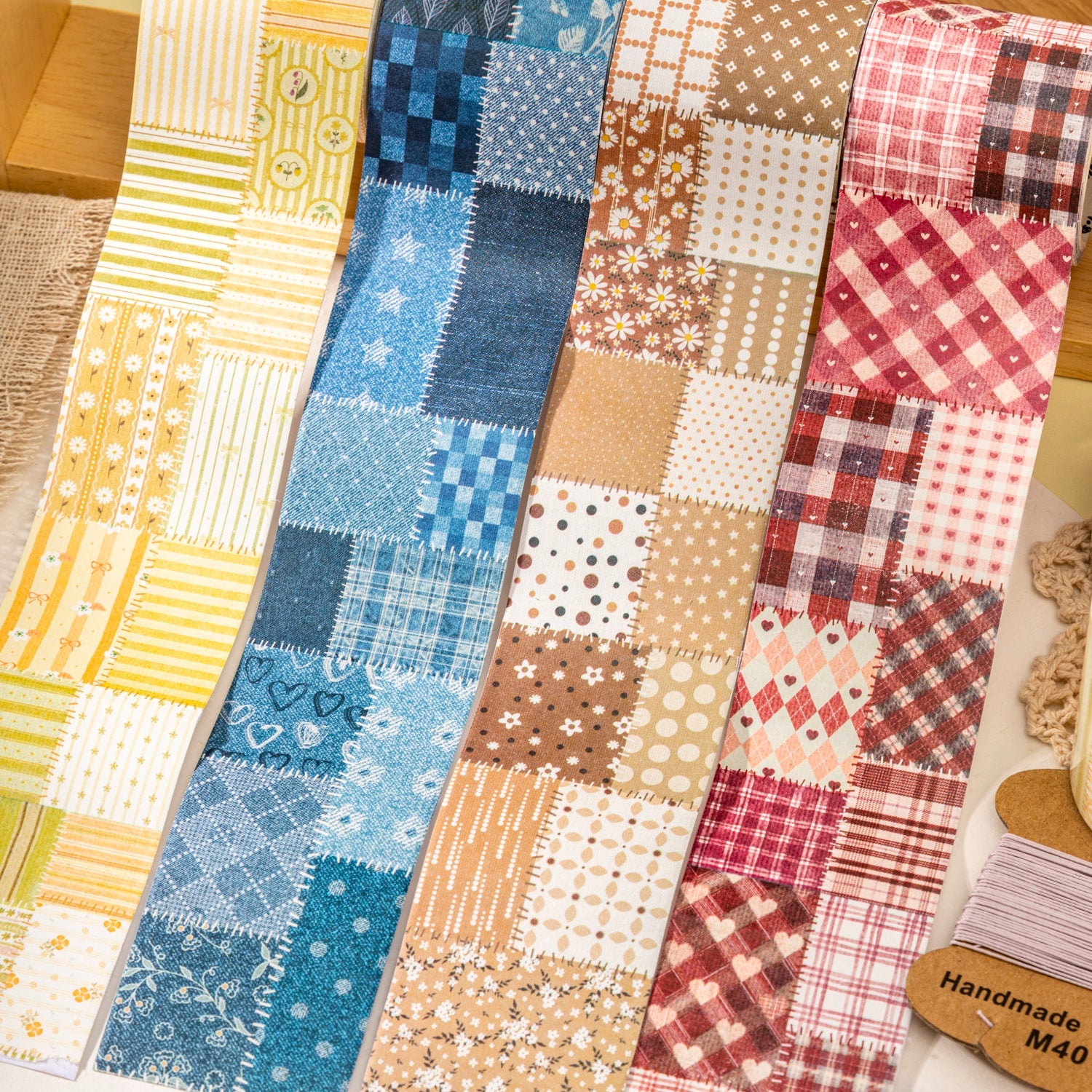 [2603-079] Kraft Patchwork Washi Tape 4 Styles