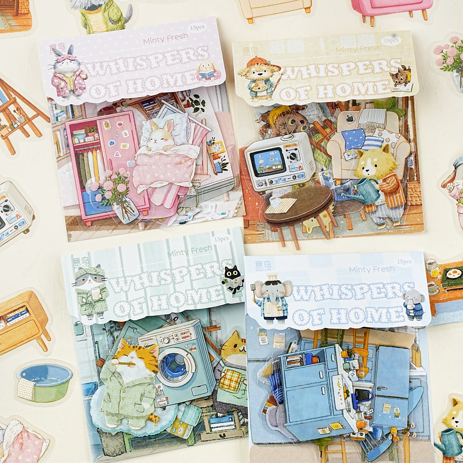 [2603-111] Cute Animal PET Sticker Pack 4 Styles