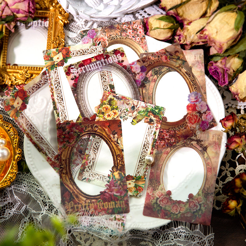 [2601-131] Victorian Keepsake Collage Stickers – Vintage Frame & Floral Series (5 Designs)