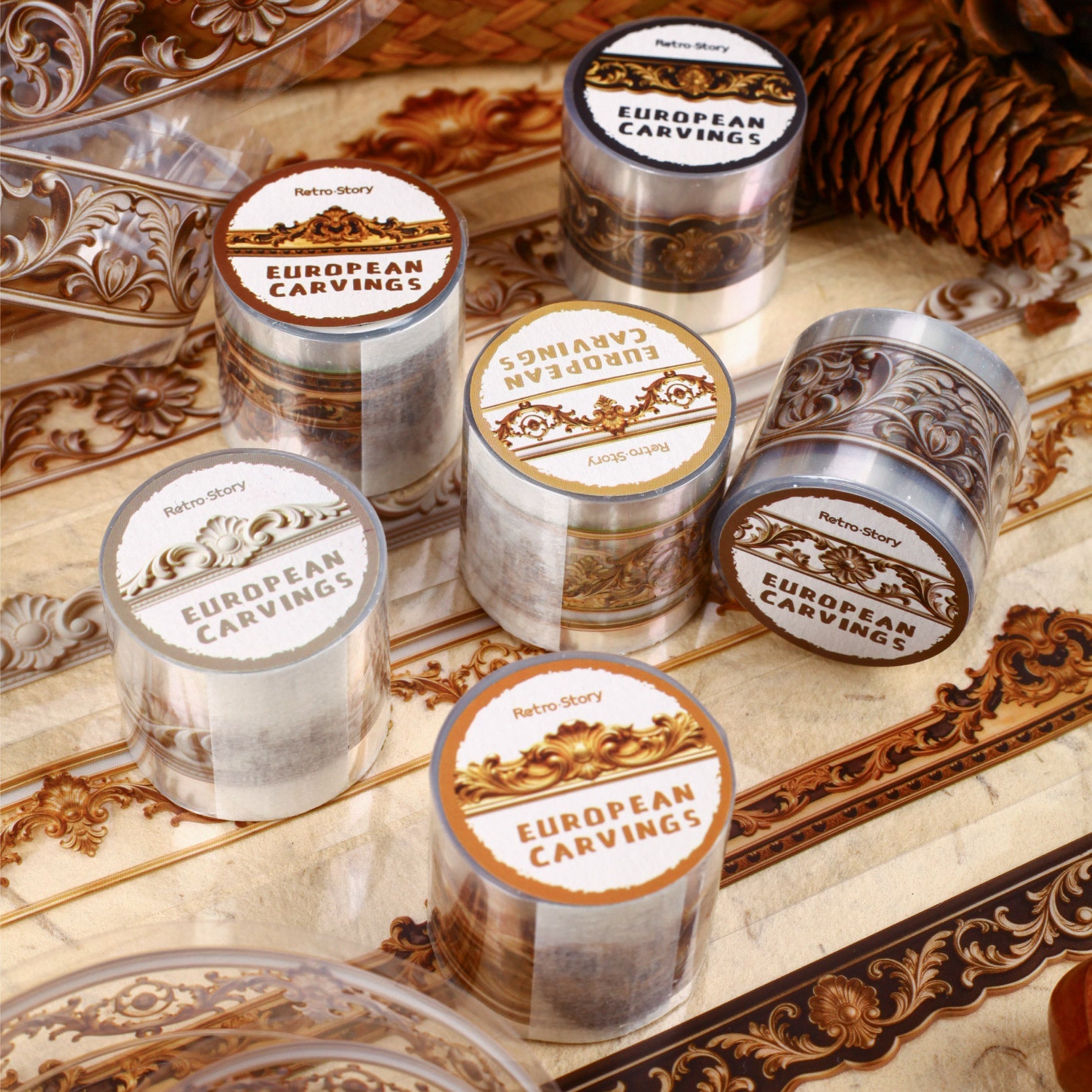 [2603-141] Ornate Frame Decorative PET Tape 6 Styles
