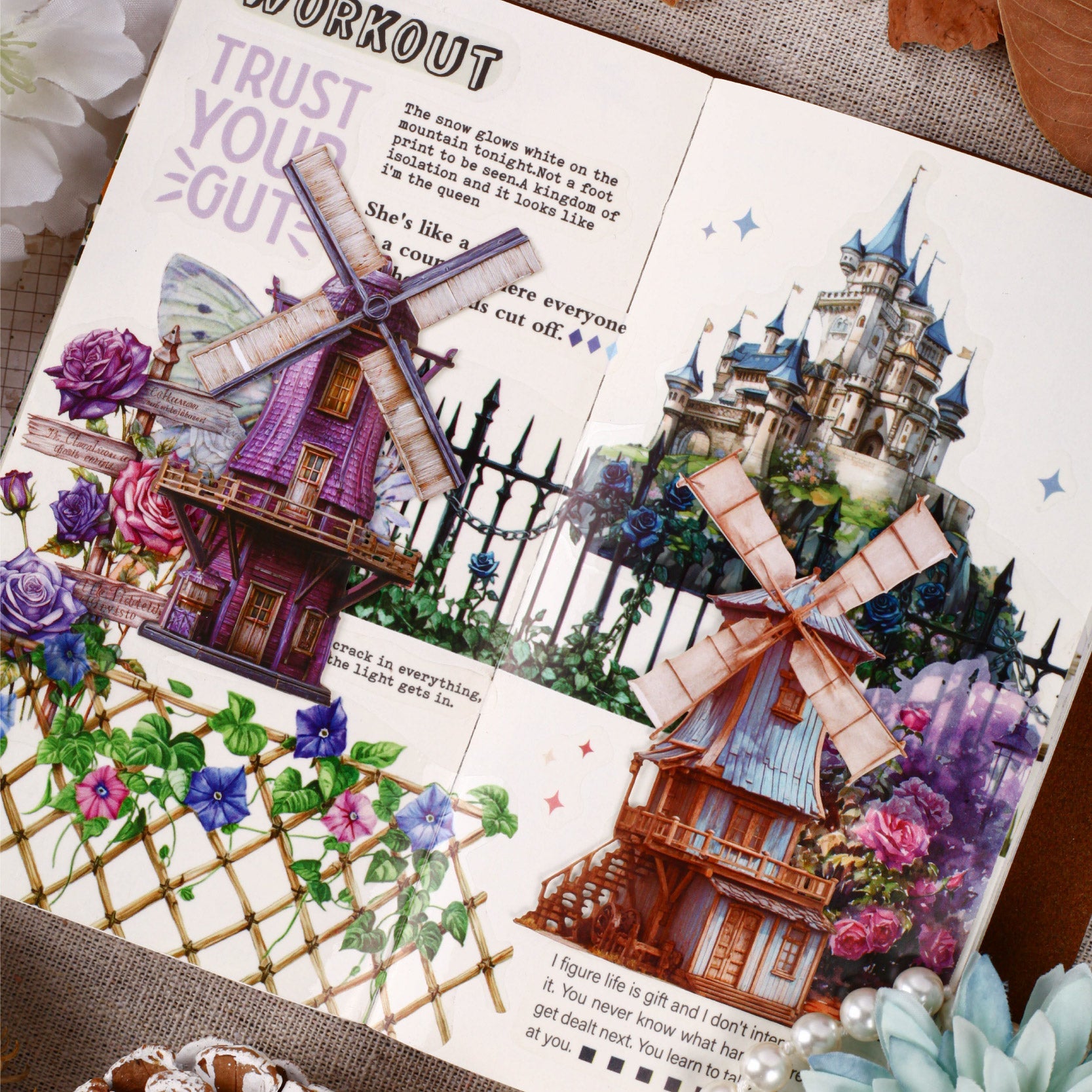[2603-013] Vintage Countryside Windmill Stickers 6 Styles