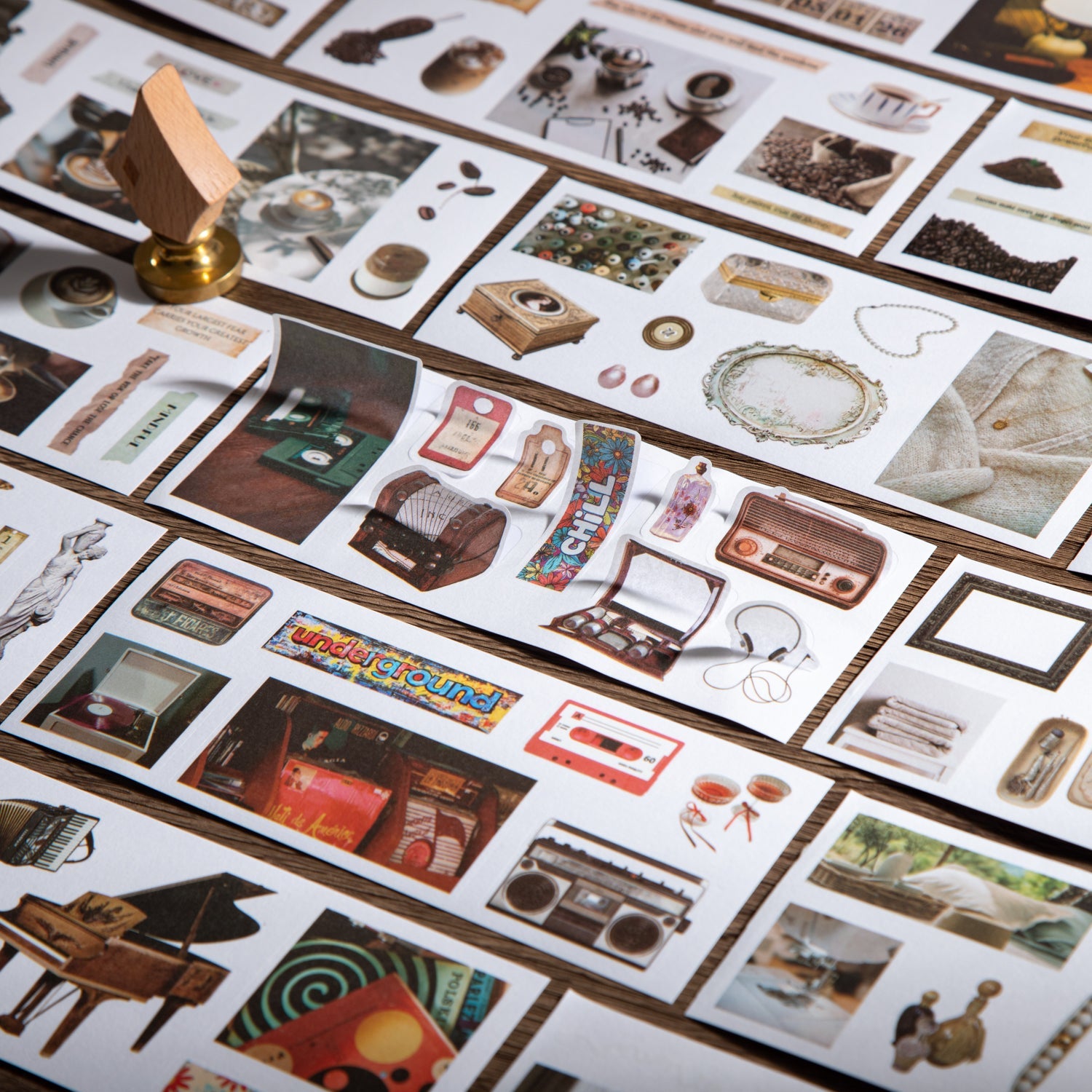 [2602-013] Vintage Book Style Dual Material Sticker Book 4 Styles
