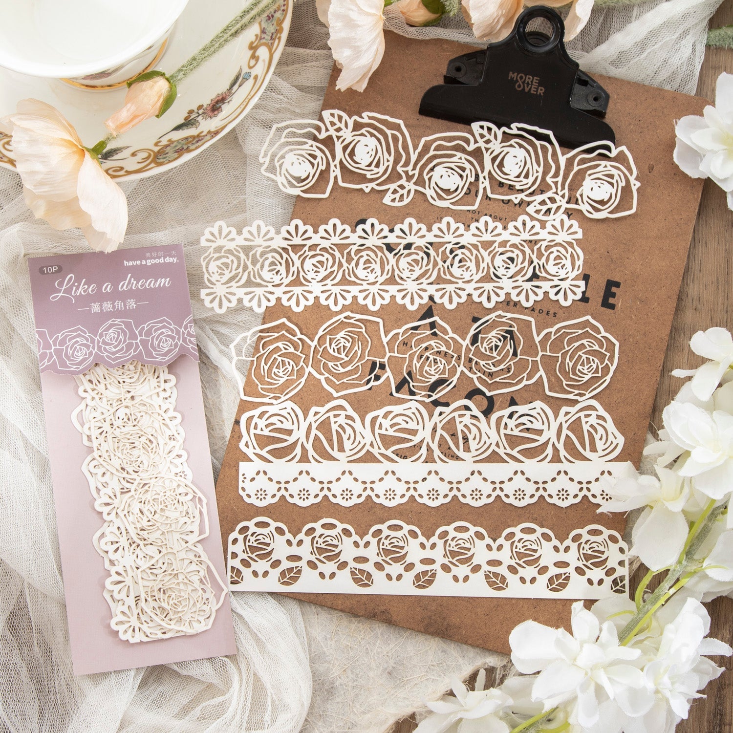 [2603-124] Lace Frame Decorative Stickers 6 Styles