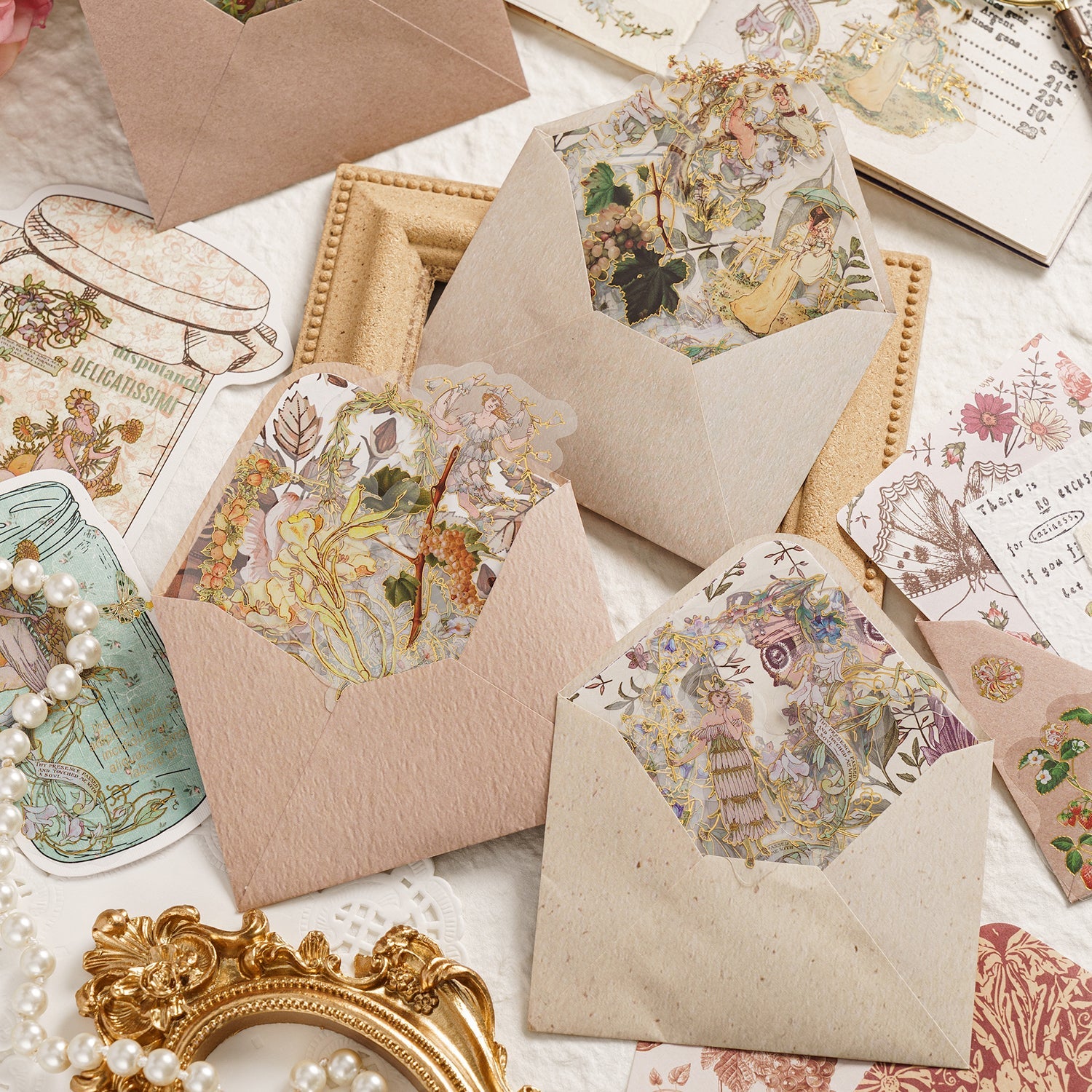 [2602-031] Vintage Garden Envelope PET Stickers