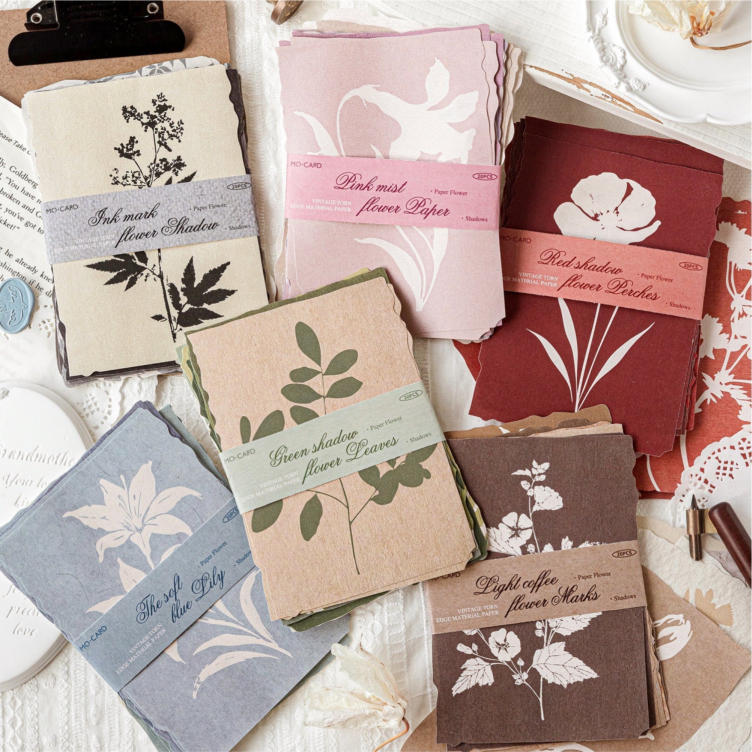 [2603-125] Botanical Torn Edge Journal Paper 6 Styles