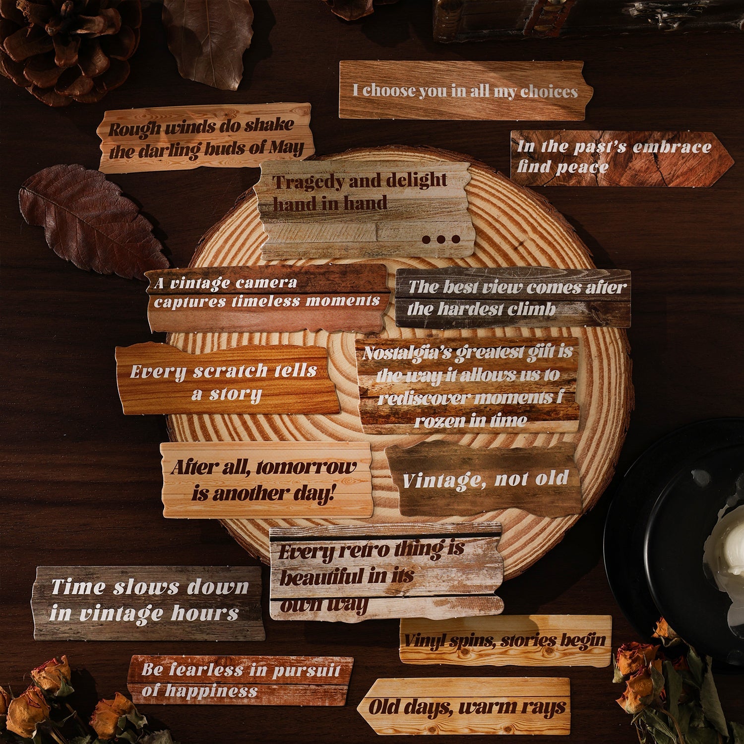 [2602-011] Vintage Text Collage Stickers 6 Styles