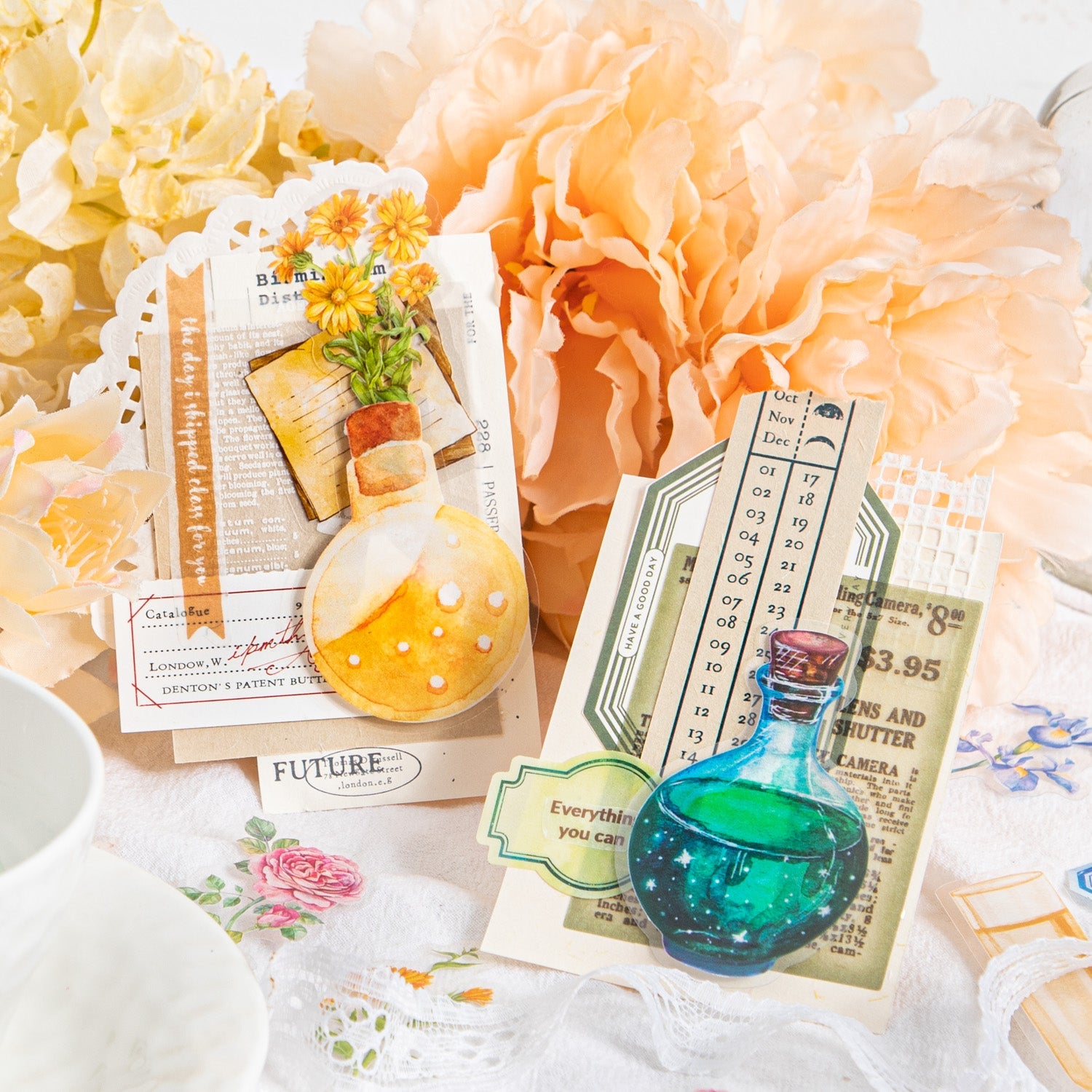 [2603-134] Botanical Label PET Sticker Pack 6 Styles