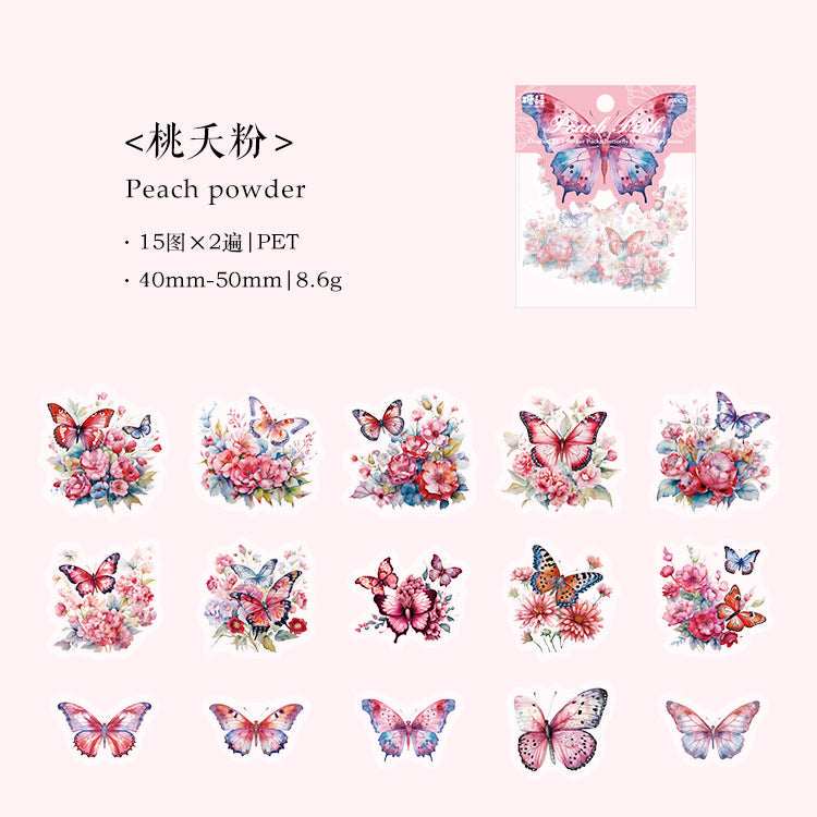 [2601-156] Butterfly Poem – Vintage Butterfly Collage PET Stickers (8 Designs)