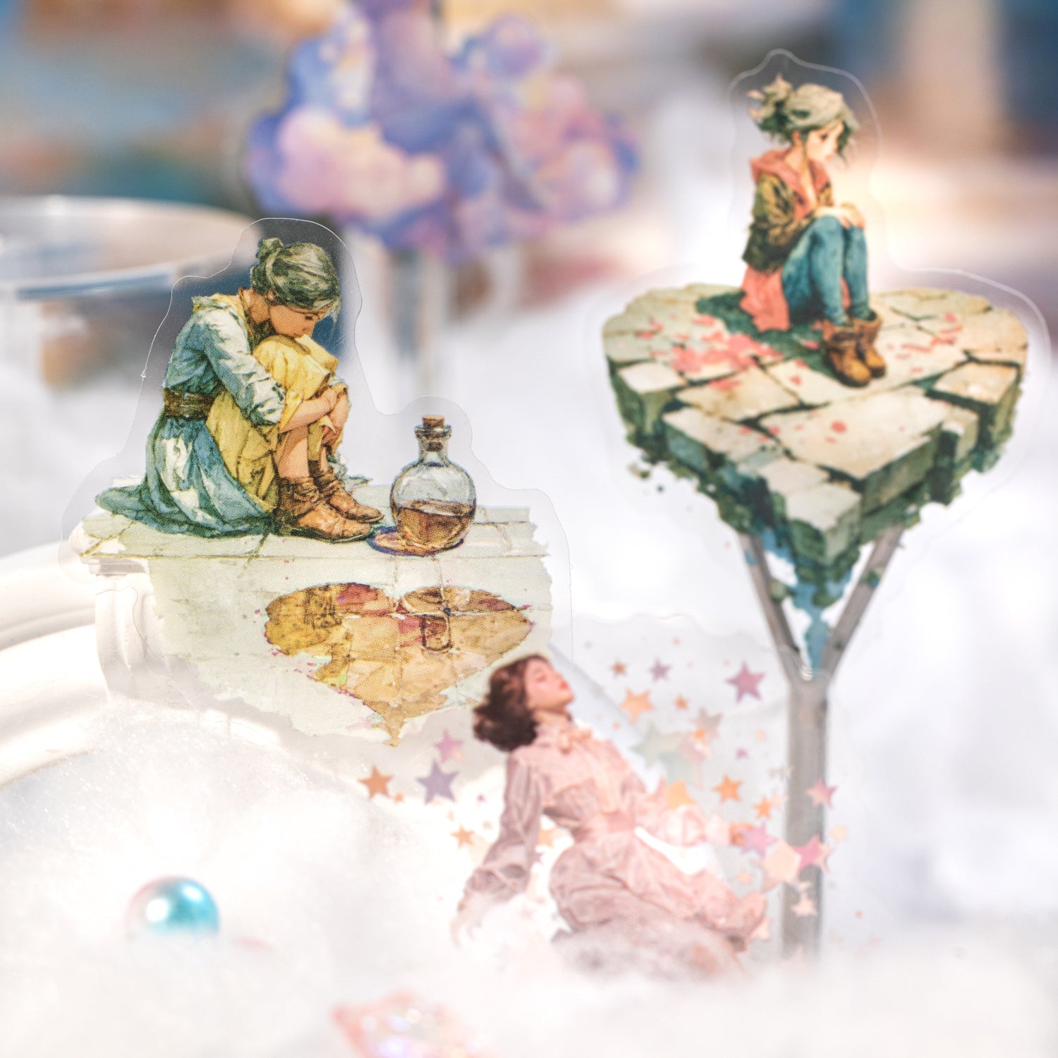 [2603-089] Fantasy Outdoor Figure PET Stickers 4 Styles