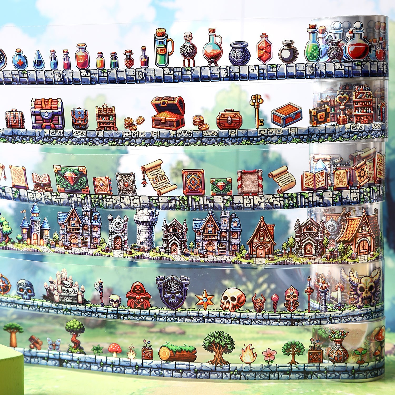 [2603-132] Adventure Game Pixel PET Tape 6 Styles