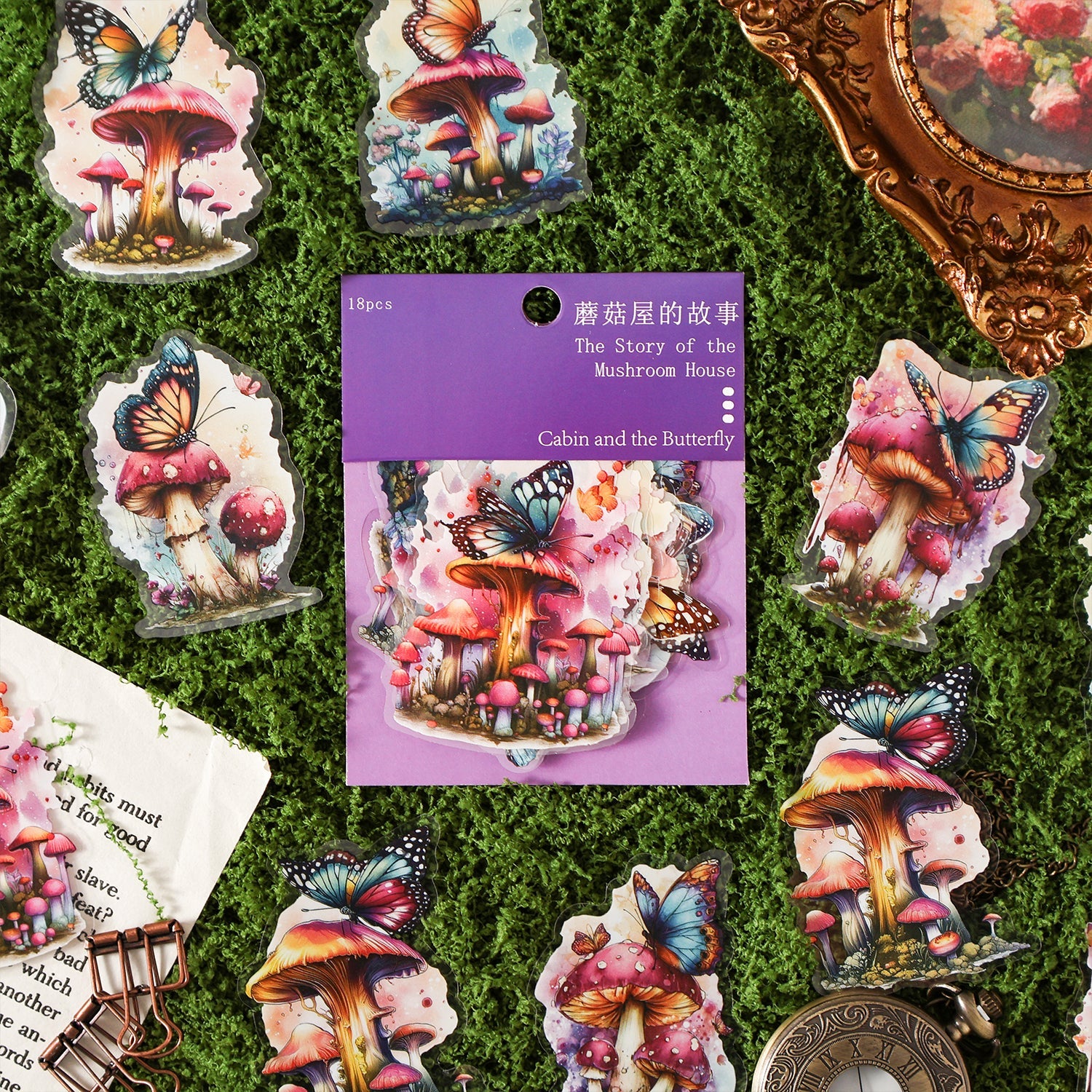 [2601-200] Dark Enchantment Mushroom House Story PET Stickers