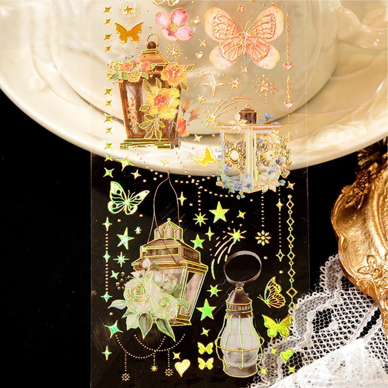 [2602-019] Vintage Gold Foil Sticker Set 4 Styles