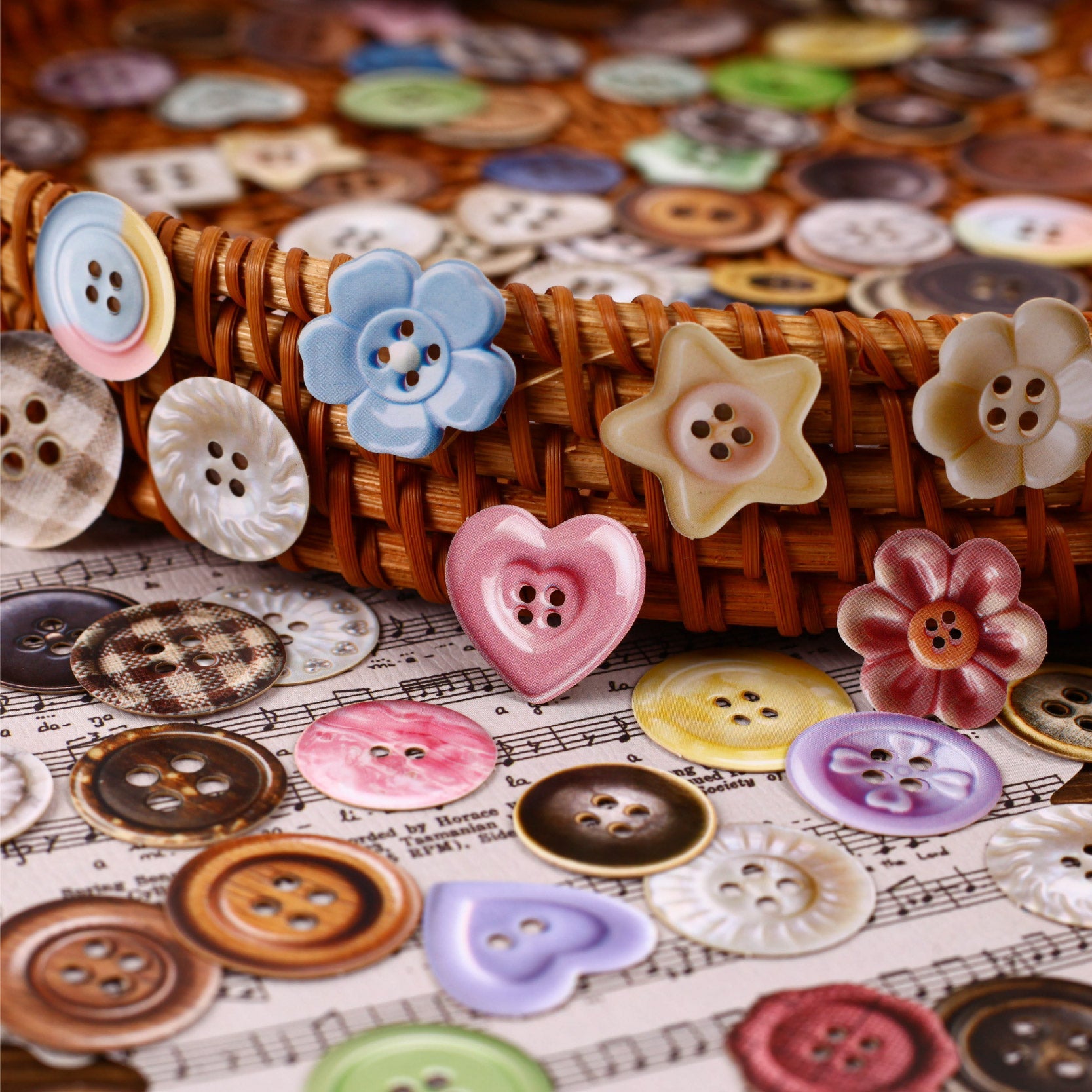 [2602-015] Vintage Button Card Stickers Pack 6 Styles