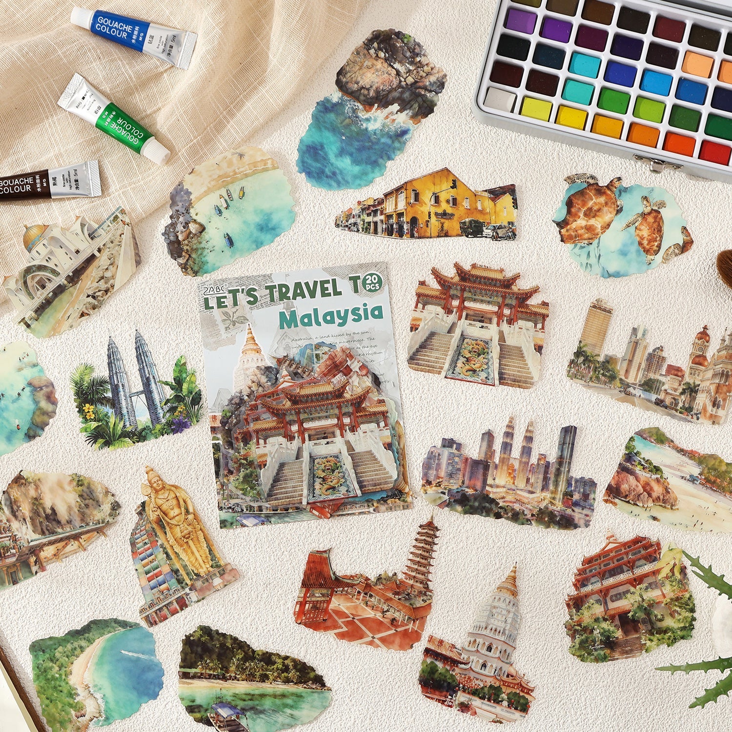 [2603-049] World Travel PET Stickers 20 Pieces 8 Styles