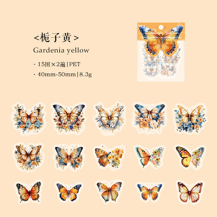 [2601-156] Butterfly Poem – Vintage Butterfly Collage PET Stickers (8 Designs)