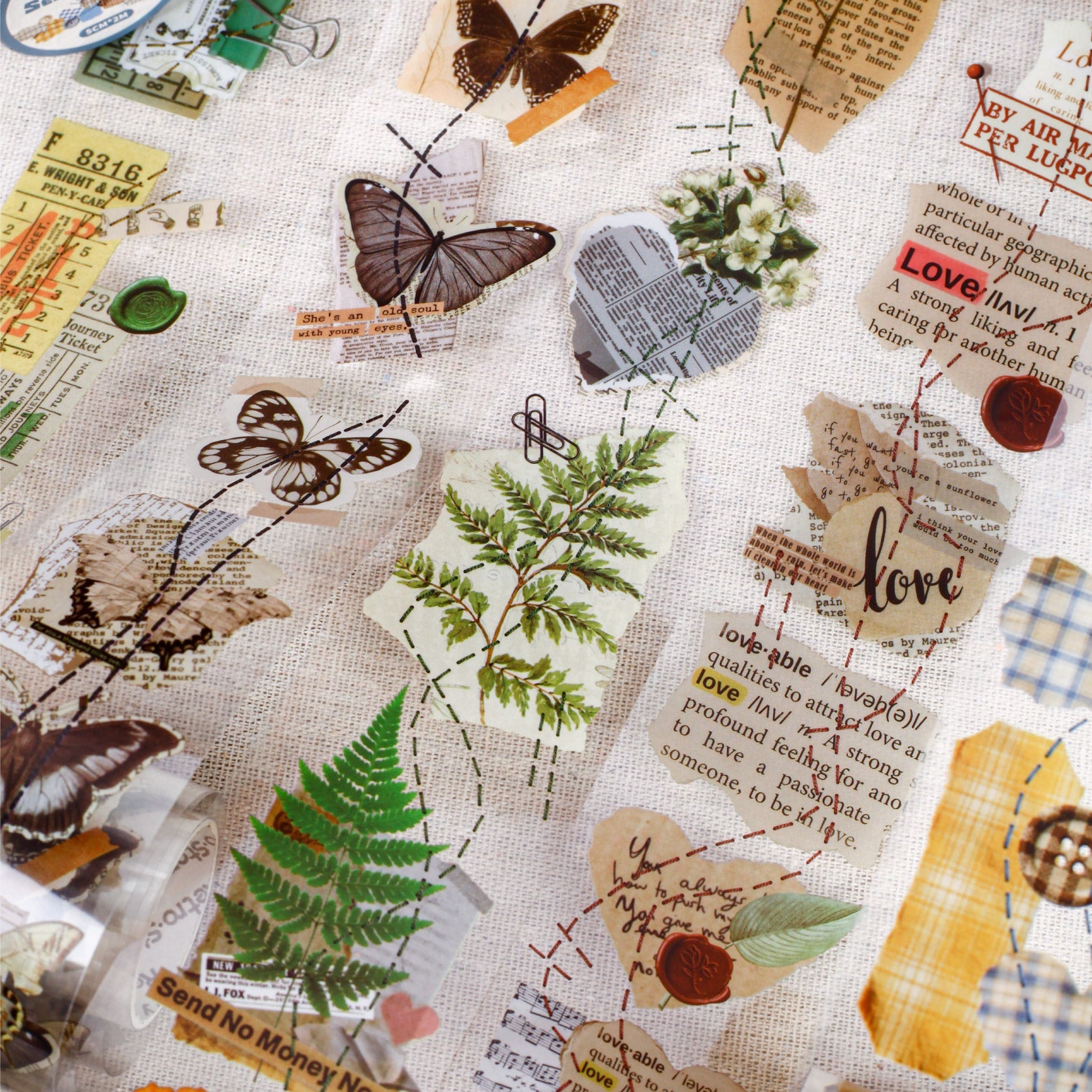 [2603-131] Vintage Ephemera Collage PET Tape 6 Styles