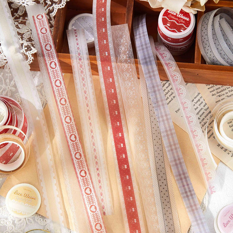 [2601-219] Soft Woven Lace Series PET Tape Journal Decoration Set 6 Styles