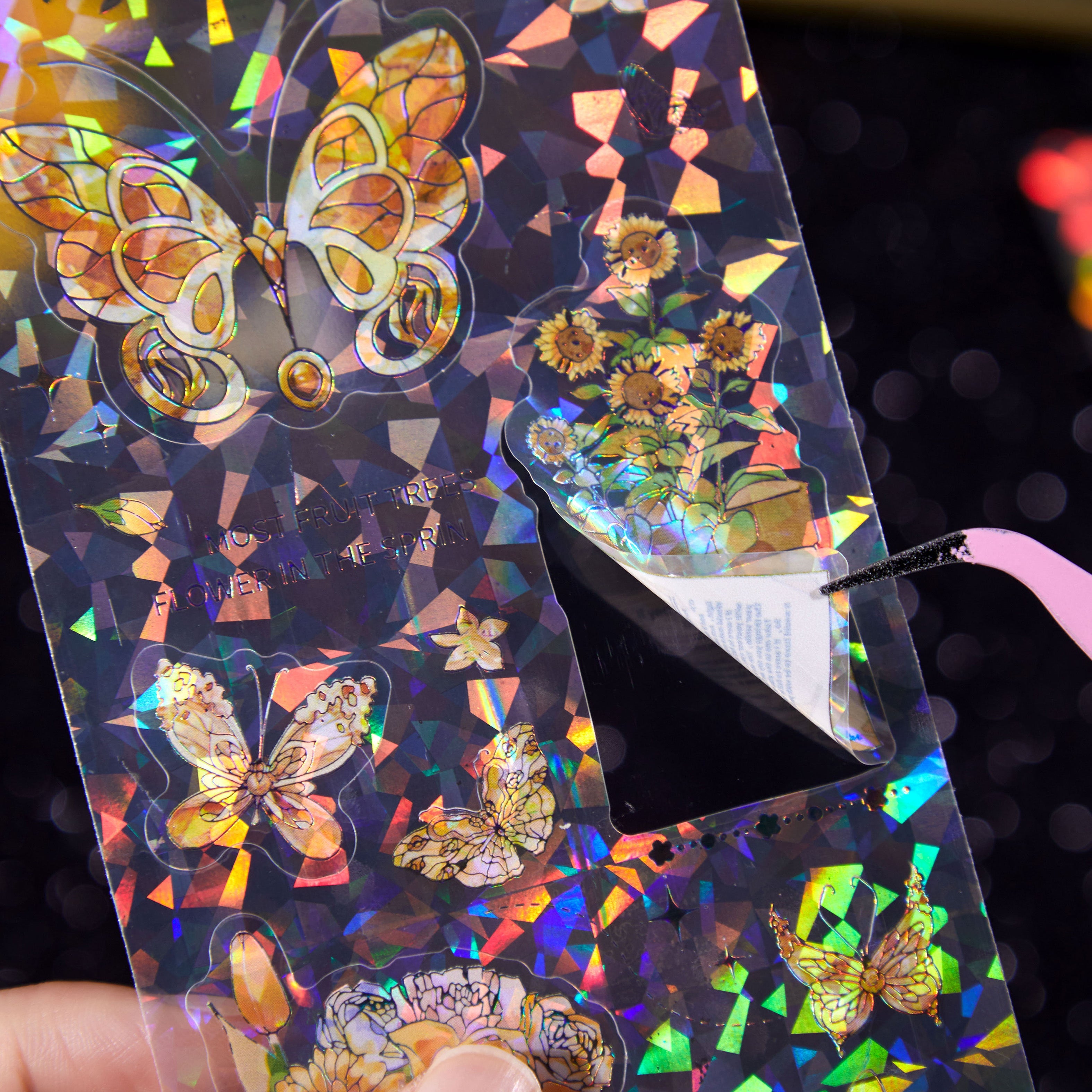 [2603-087] Iridescent Butterfly PET Decorative Stickers 8 Styles