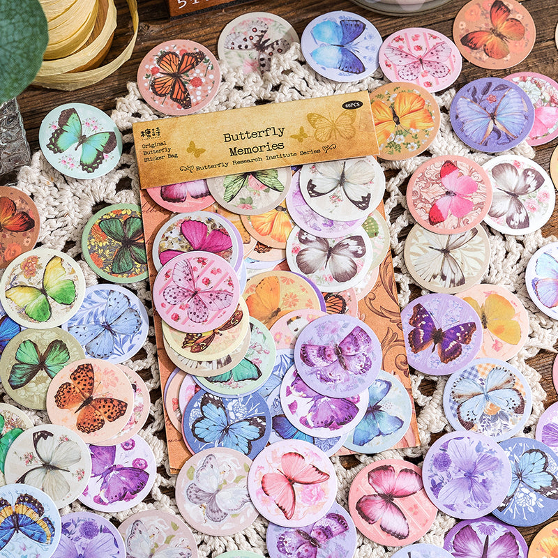 [2602-007] Butterfly Collage Journal Stickers 6 Styles