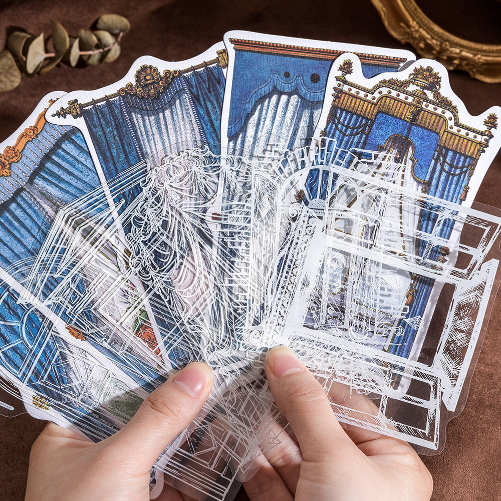 [2603-064] Vintage Window PET Collage Card Stickers 6 Styles
