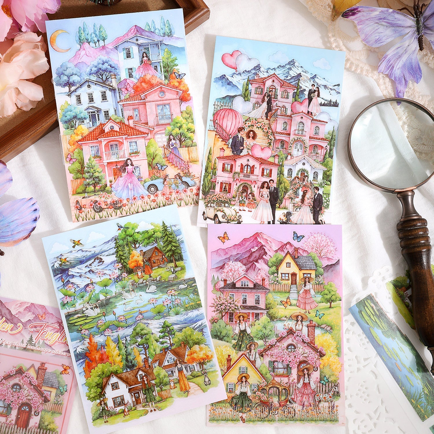 [2603-019] Matte PET Scene Background Stickers 3 Sheets