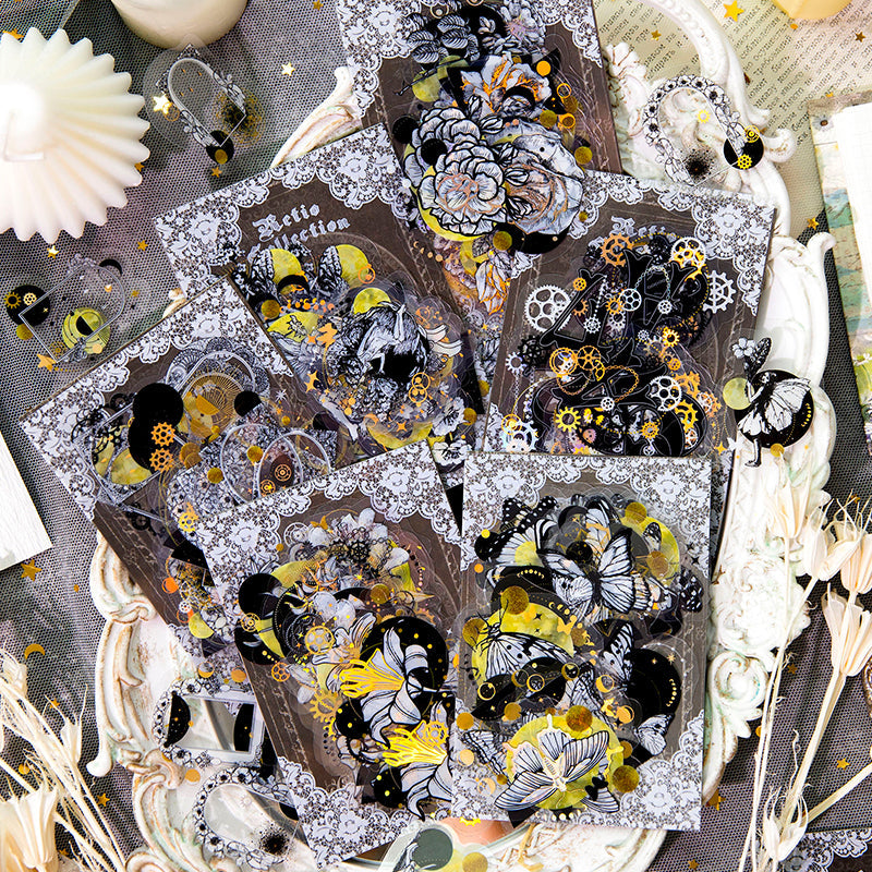 [2603-080] PET Gold Foil Vintage Collage Stickers 6 Styles