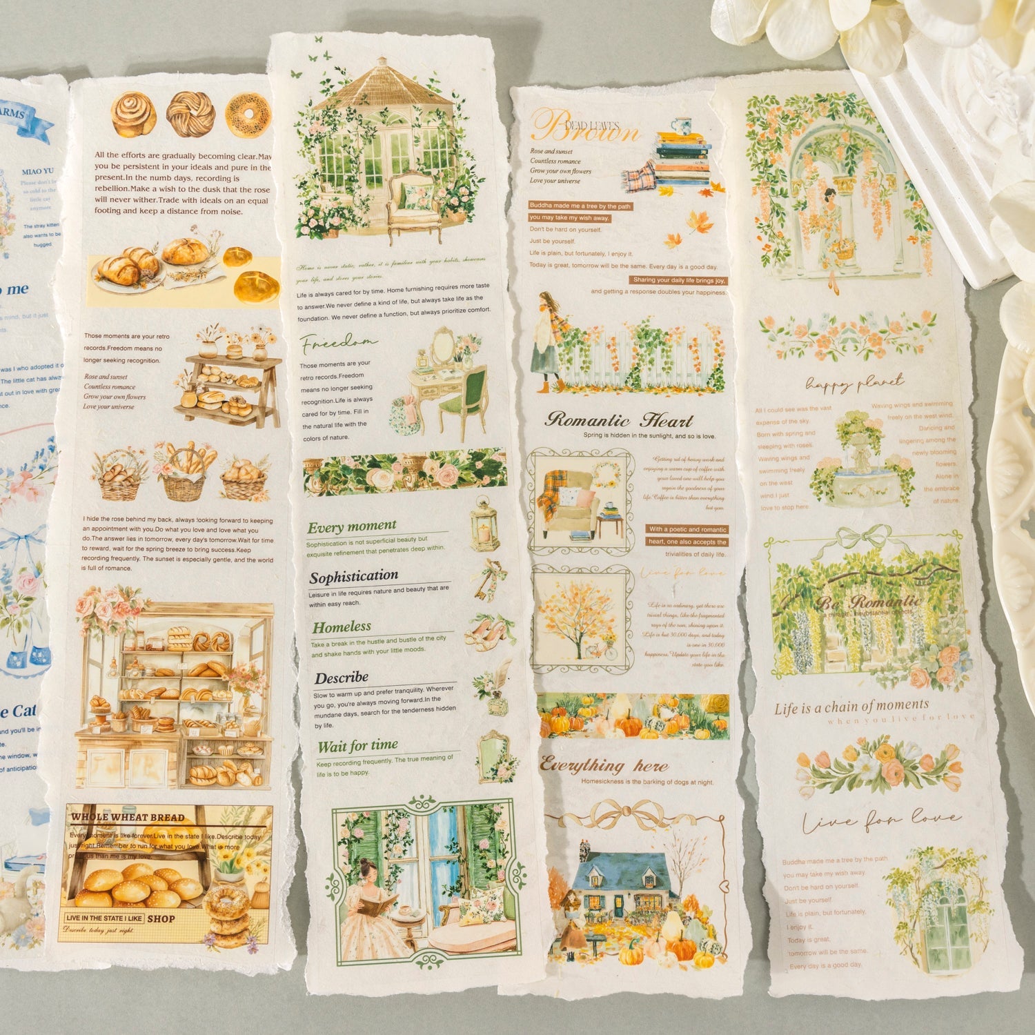 [2601-141] French Countryside PET Washi Tape – Romantic Garden Collage Series (6 Designs)