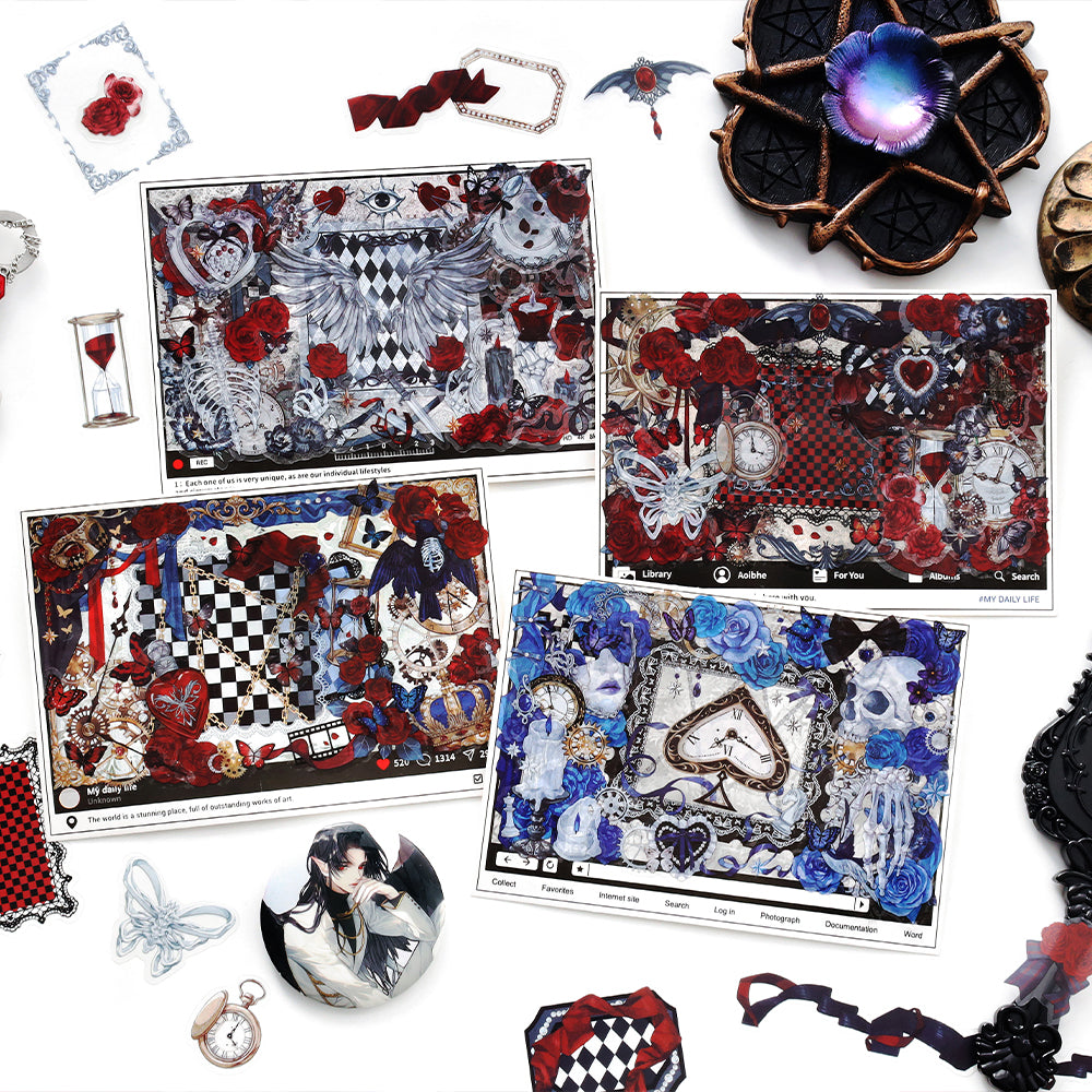[2601-118] Rose Poetry PET Stickers – Gothic Vintage Collage Series (56 Pieces)
