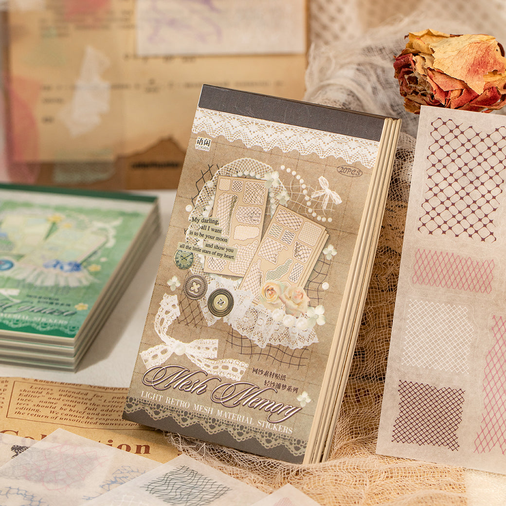 [2603-115] Vintage Mesh Journal Collage Sticker Book 2 Styles